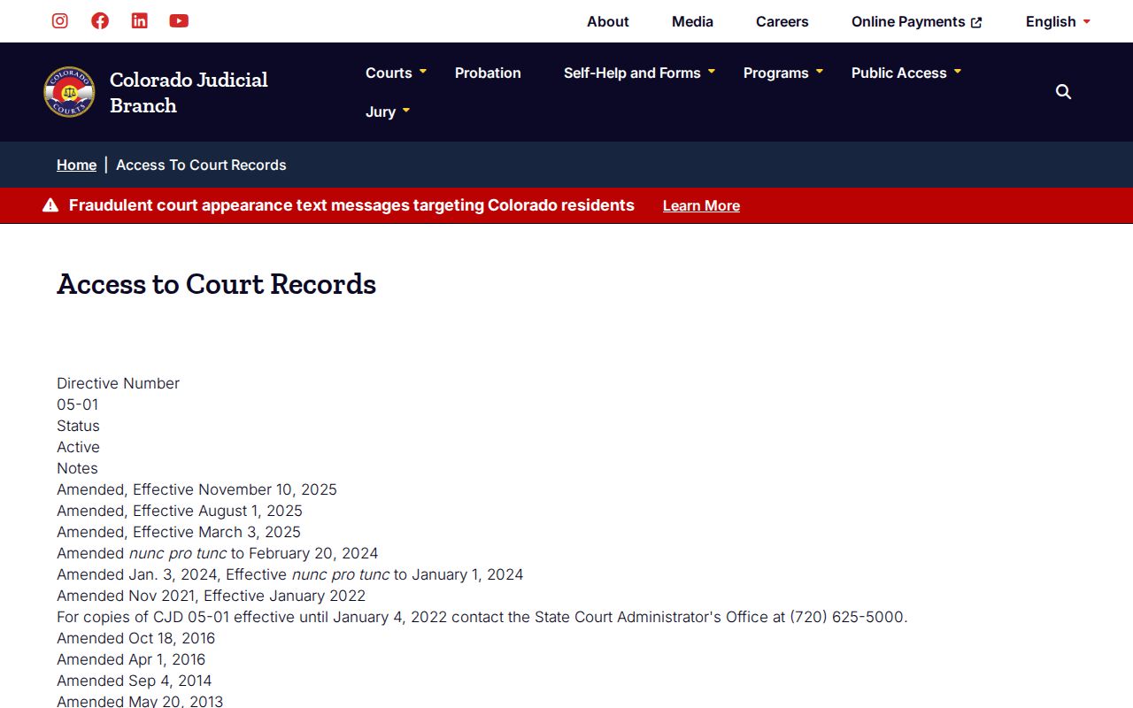 CJD 05-01 access rules for San Juan County active warrant records