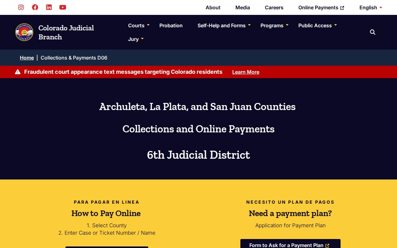 San Juan County outstanding warrant related court collections route