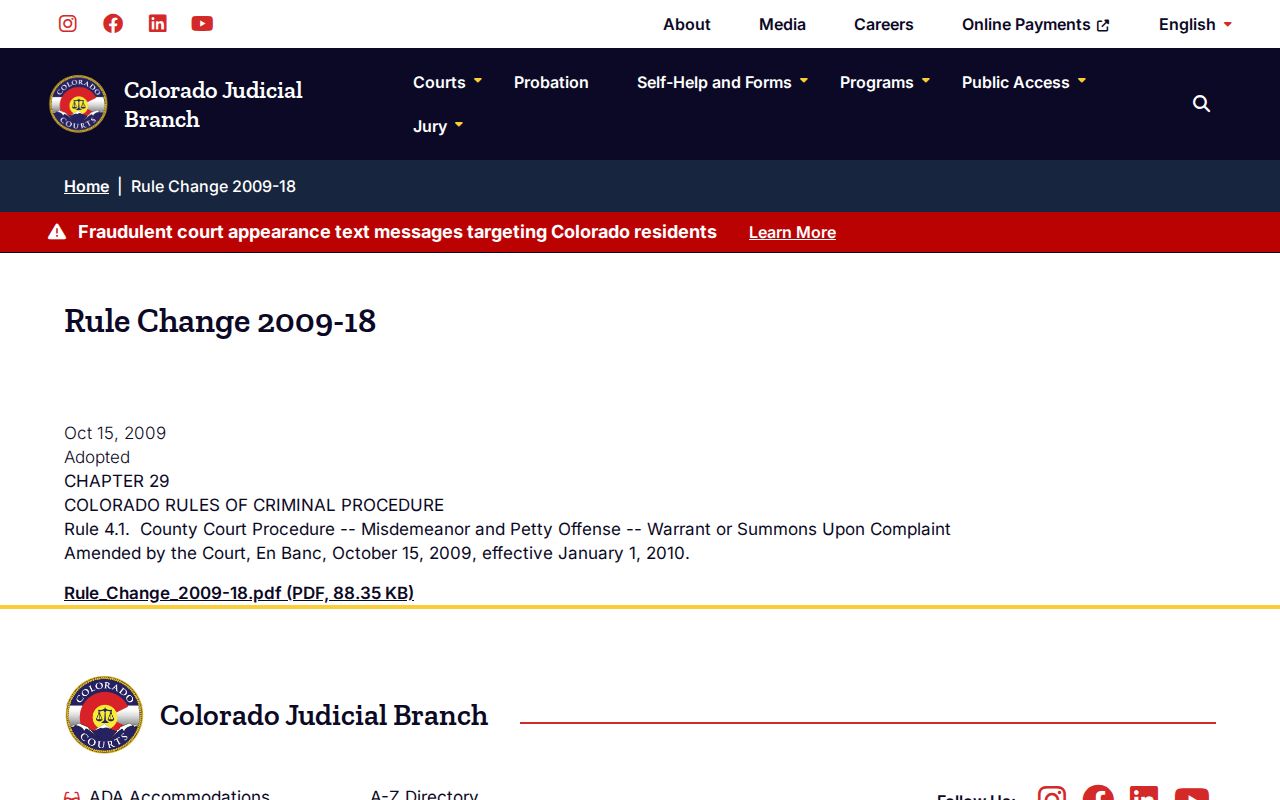 San Juan County arrest warrant and County Court procedure