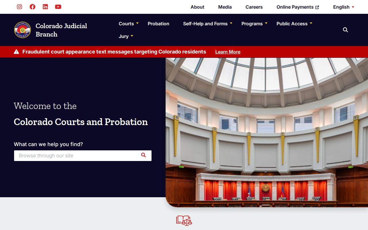 San Juan County warrant records access on the Colorado Judicial Branch website