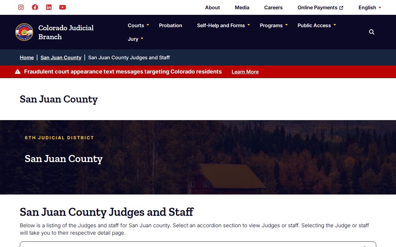 San Juan County warrant records court roles and staff contact structure