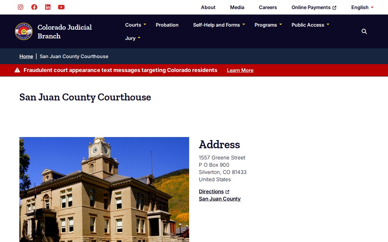 Historic courthouse used for San Juan County warrant records and court access